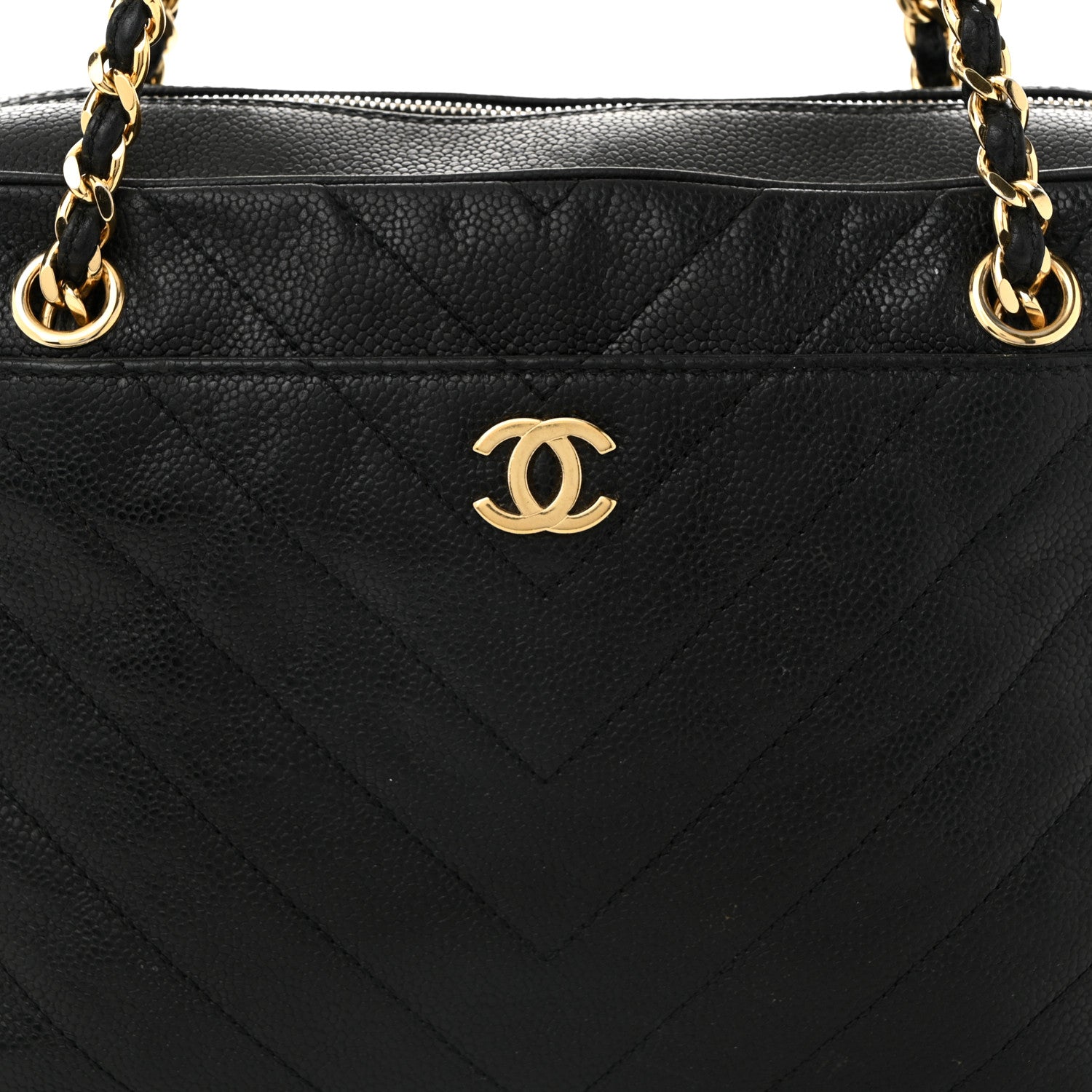 Caviar Chevron Quilted Camera Case Black