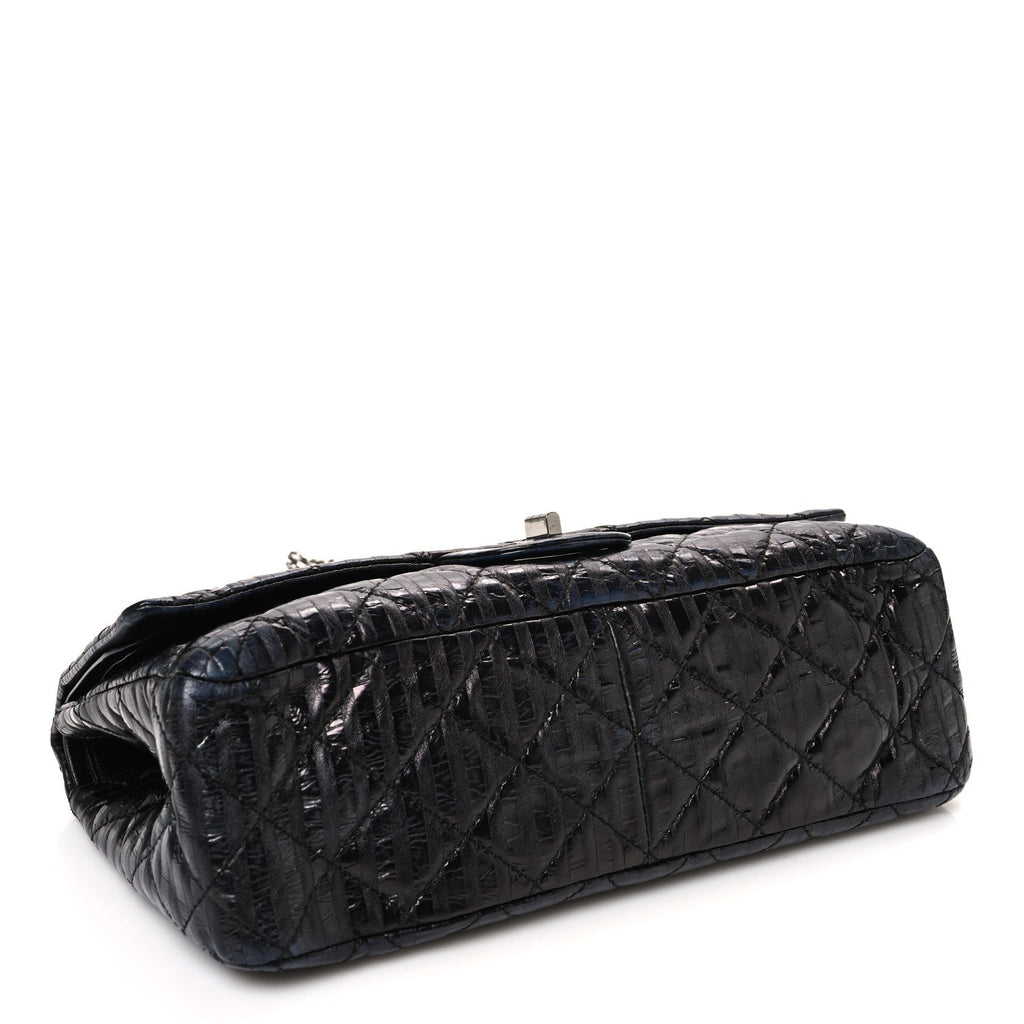 Metallic Calfskin Striped 2.55 Reissue 227 Flap Black