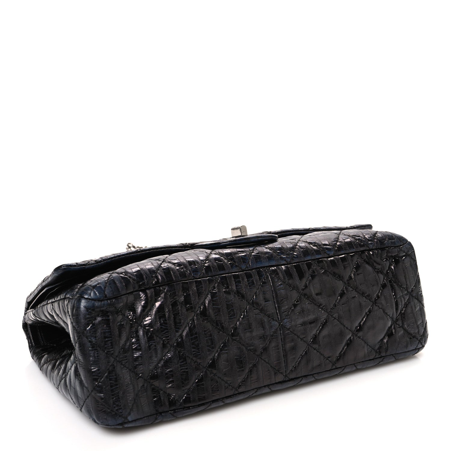Metallic Calfskin Striped 2.55 Reissue 227 Flap Black