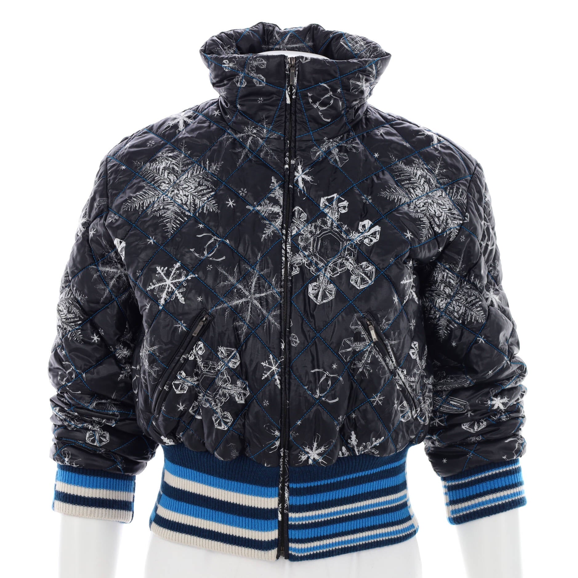 Women's Zip Up Puffer Jacket Printed Polyamide