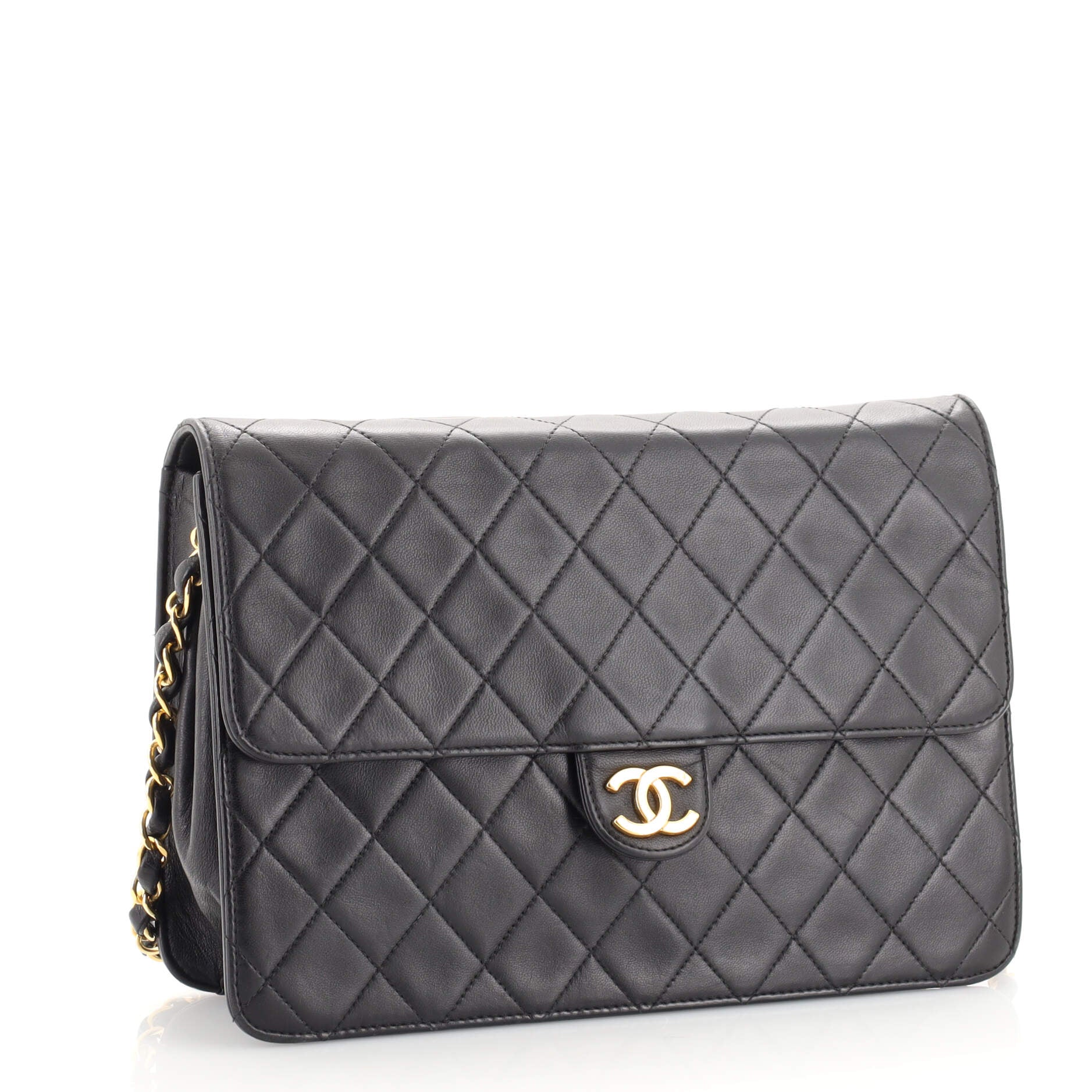 Vintage Clutch with Chain Quilted Leather Medium