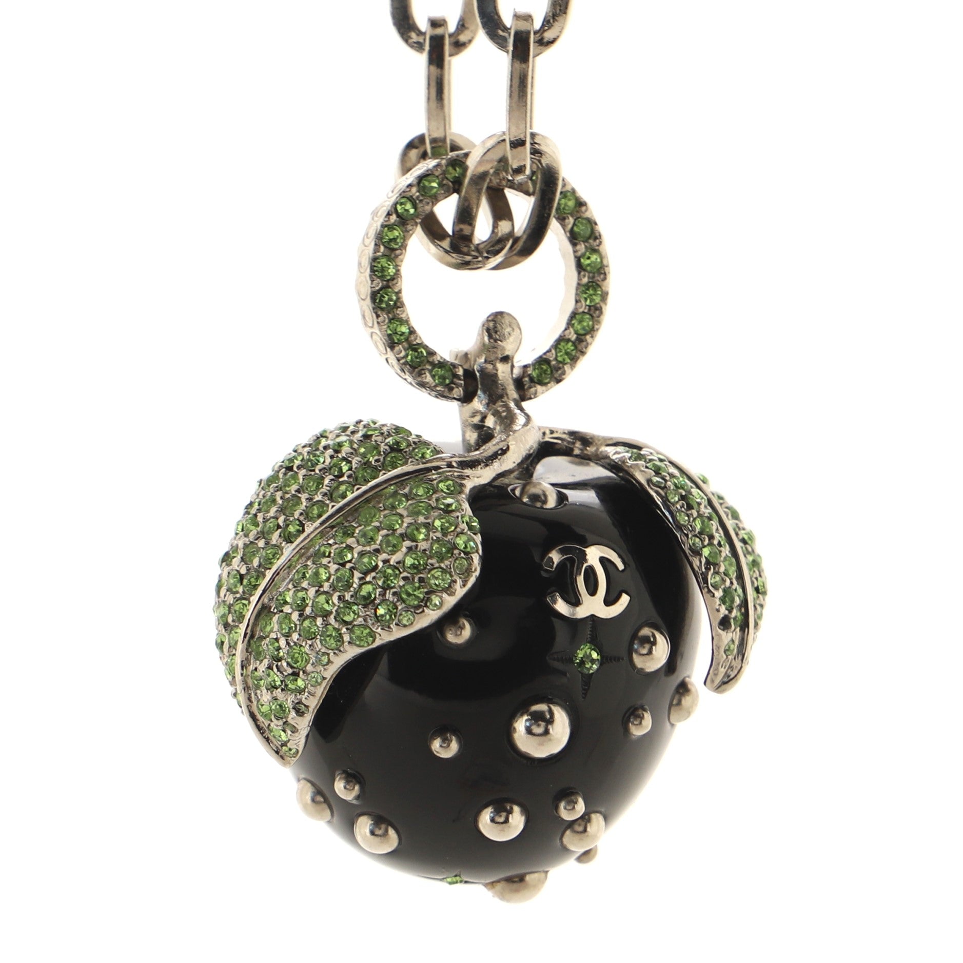 Apple Pendant Necklace Metal with Crystals and Beads