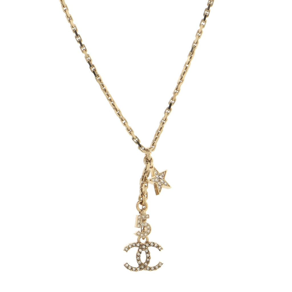 CC No.5  Pendant Necklace Metal with Crystals