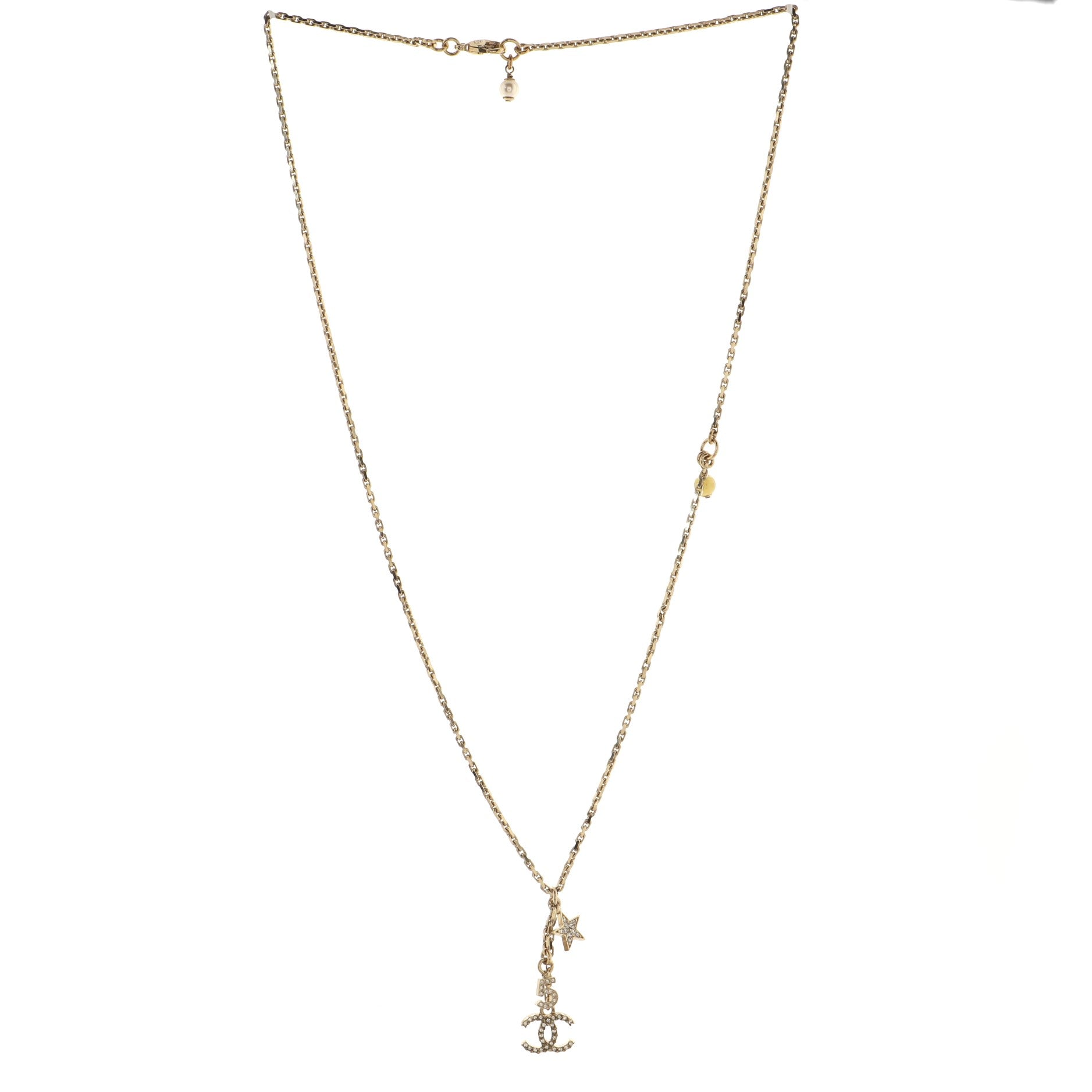 CC No.5  Pendant Necklace Metal with Crystals