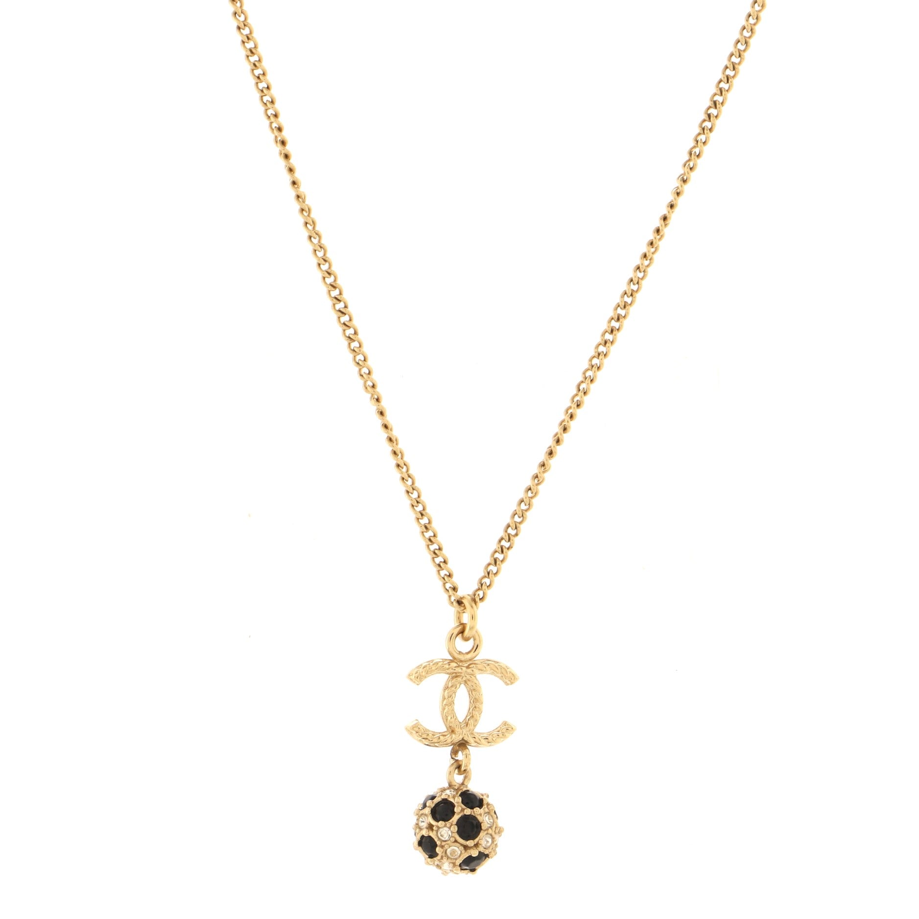 CC Drop Pendant Necklace Metal with Crystals
