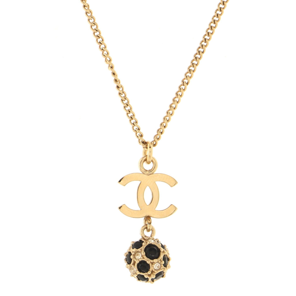 CC Drop Pendant Necklace Metal with Crystals