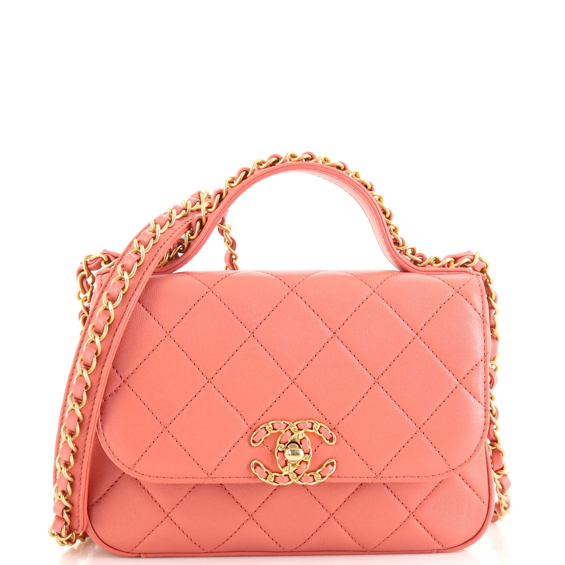 Chain Infinity Top Handle Bag Quilted Lambskin Mini