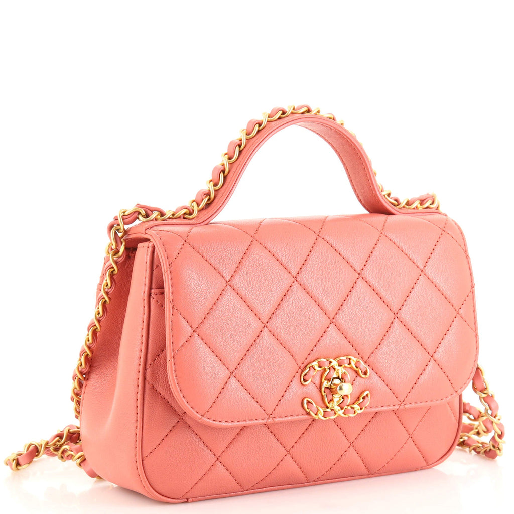 Chain Infinity Top Handle Bag Quilted Lambskin Mini