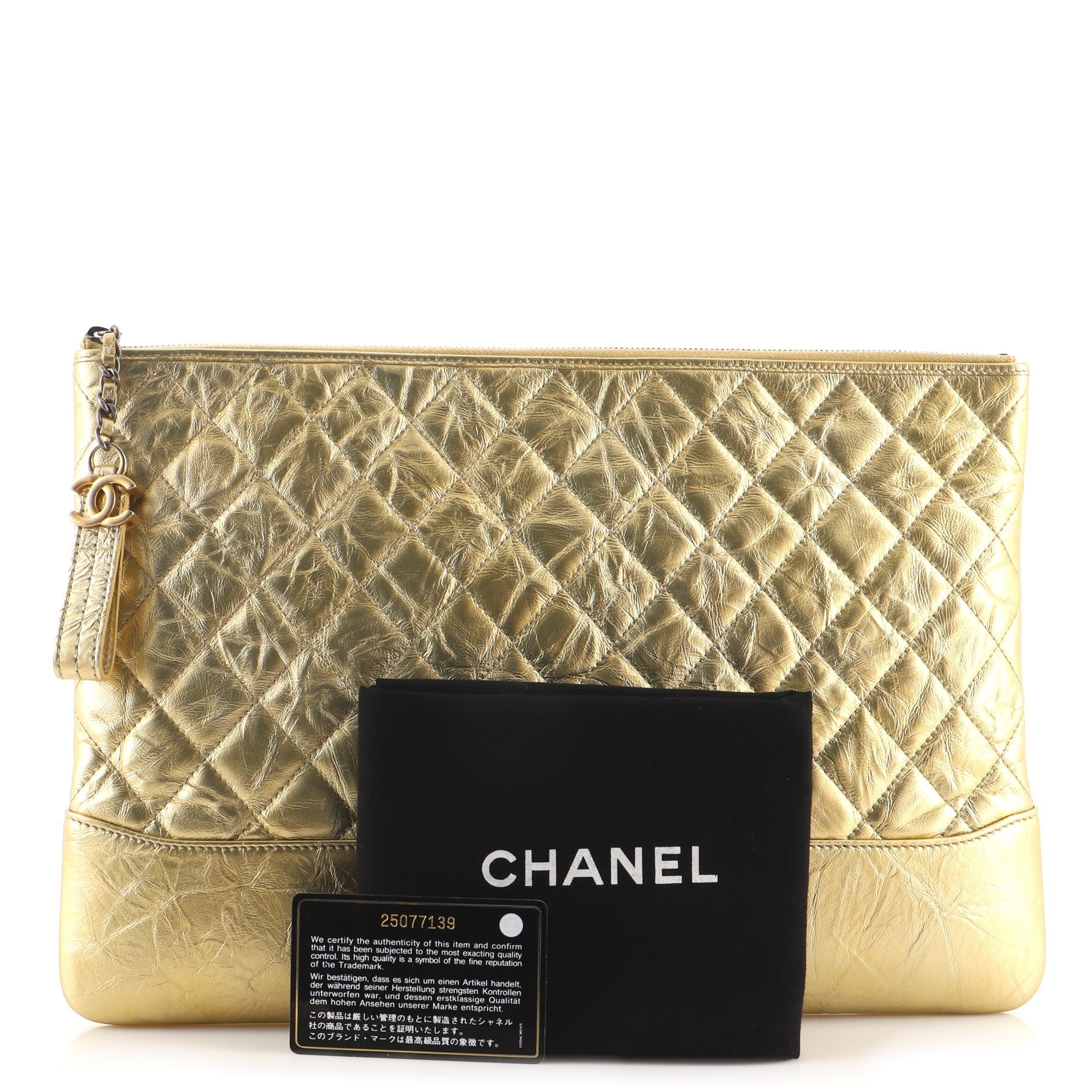 Gabrielle O Case Clutch Quilted Iridescent Calfskin Large