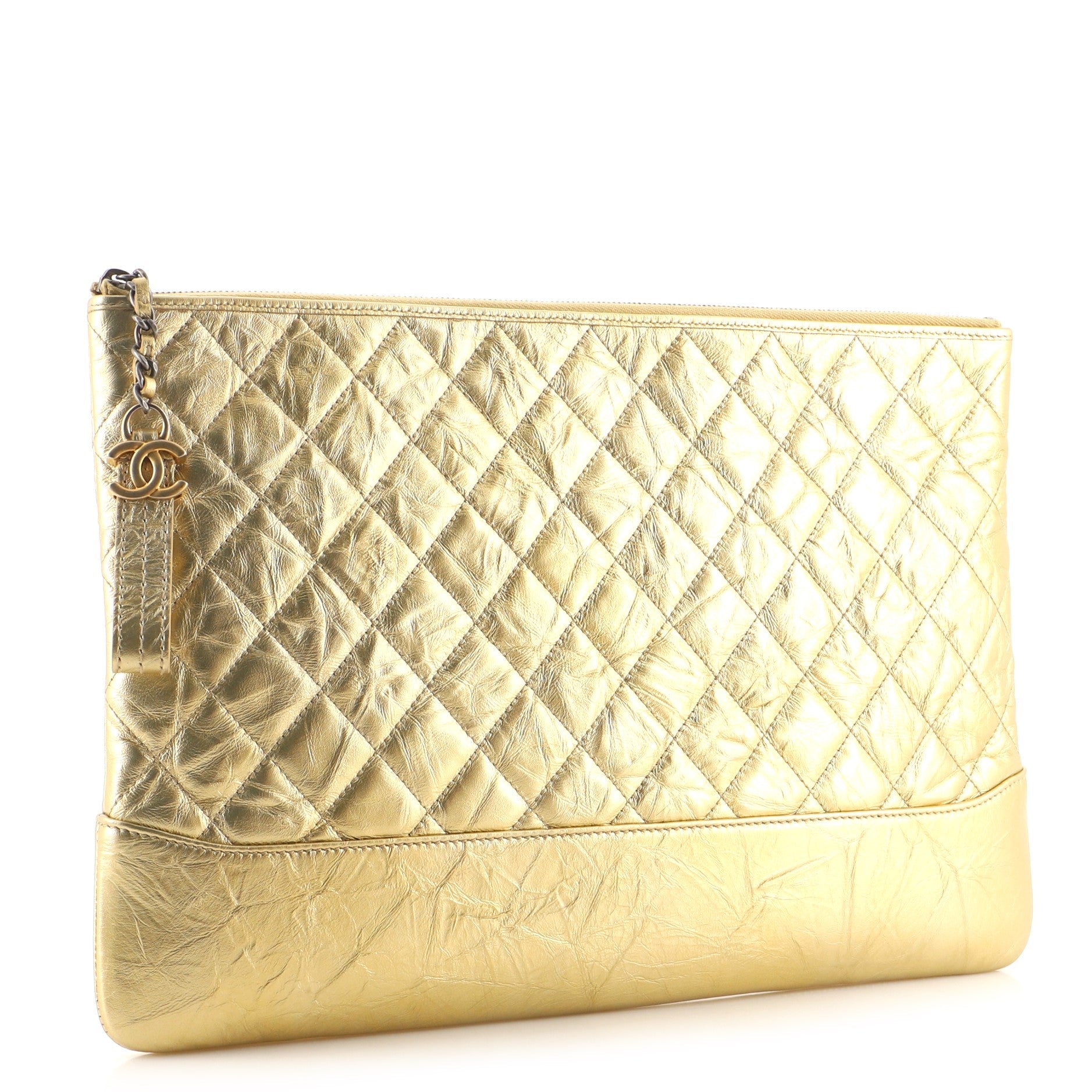Gabrielle O Case Clutch Quilted Iridescent Calfskin Large