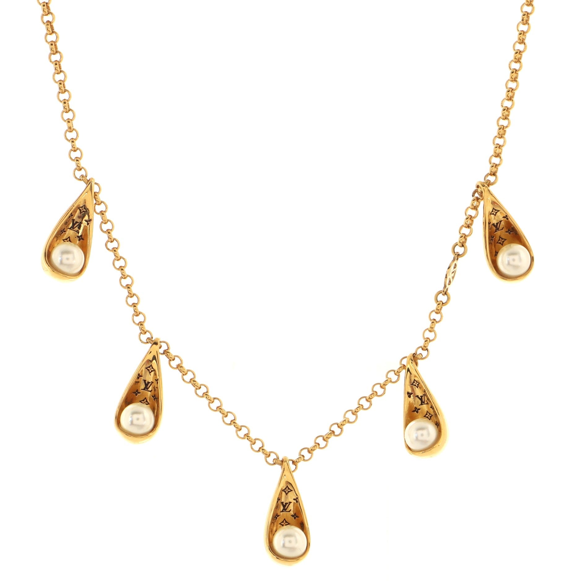 Pearlygram Supple Necklace Metal with Faux Pearls