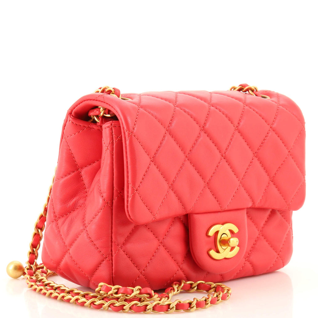 Pearl Crush Square Flap Bag Quilted Lambskin Mini