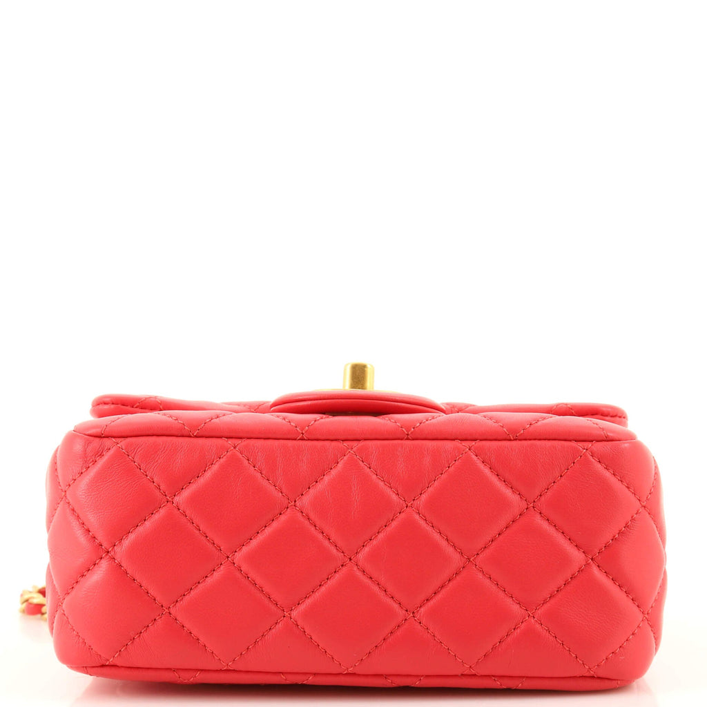 Pearl Crush Square Flap Bag Quilted Lambskin Mini