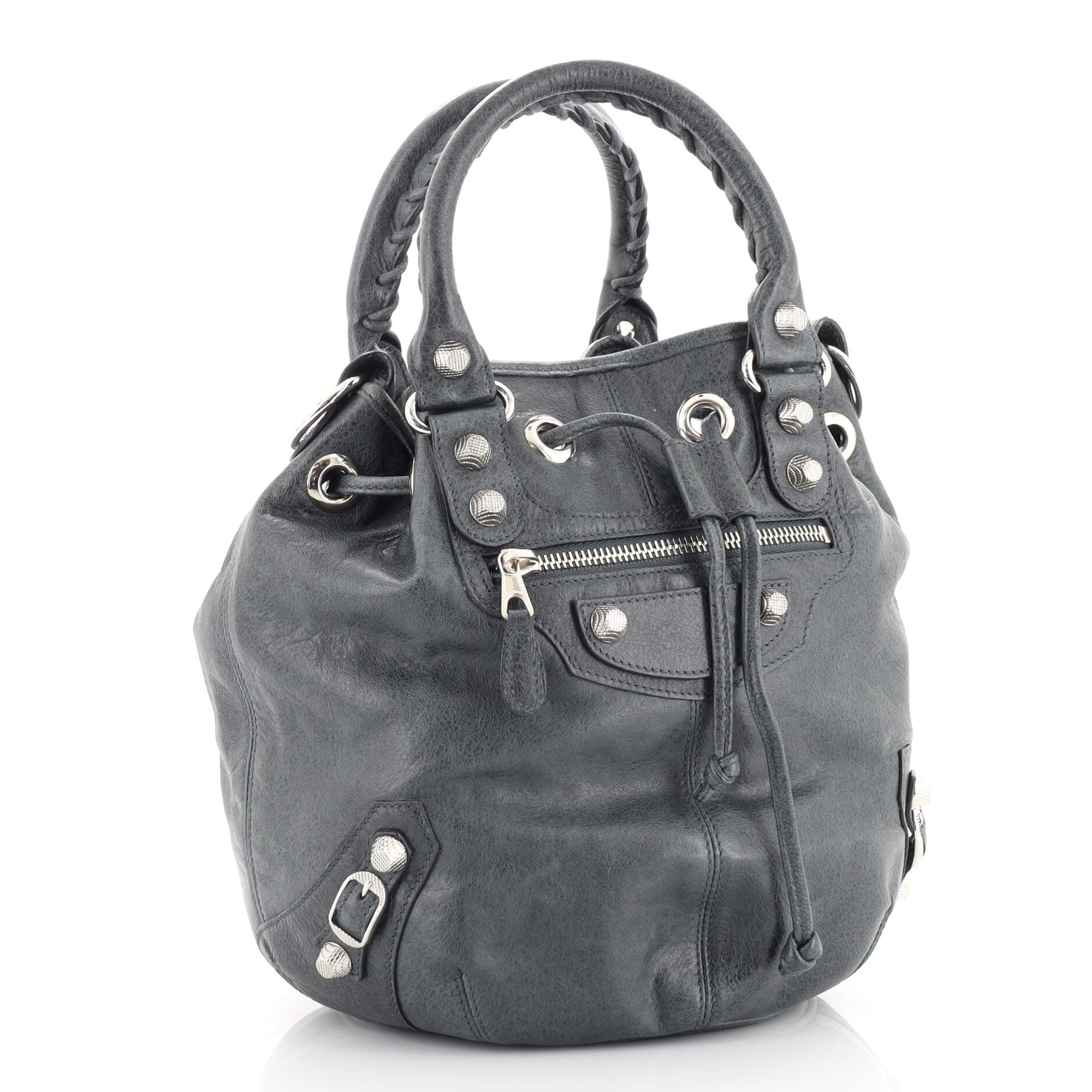 Pom Pon Giant Studs Bag Leather Mini