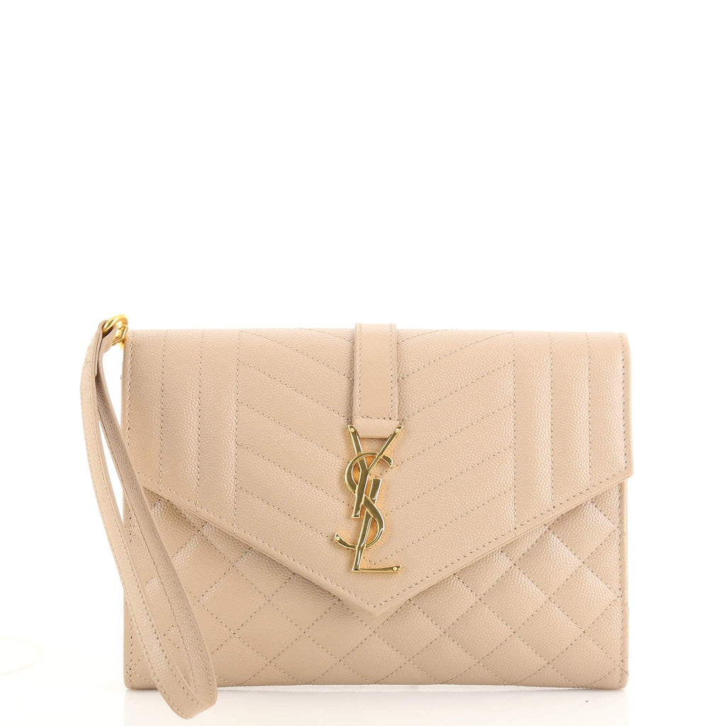 Classic Monogram Envelope Wristlet Clutch Mixed Matelasse Leather