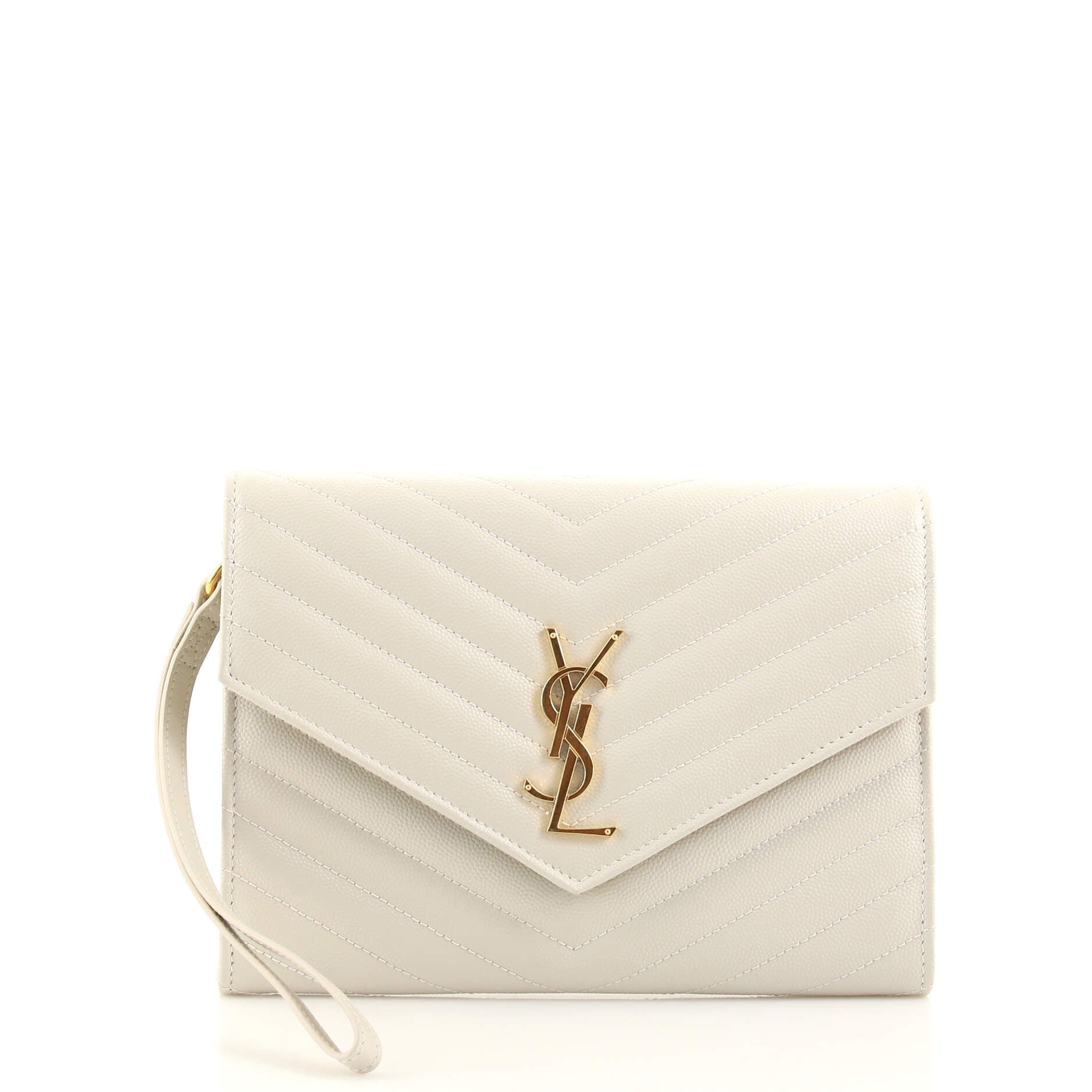 Classic Monogram Envelope Wristlet Clutch Matelasse Chevron Leather