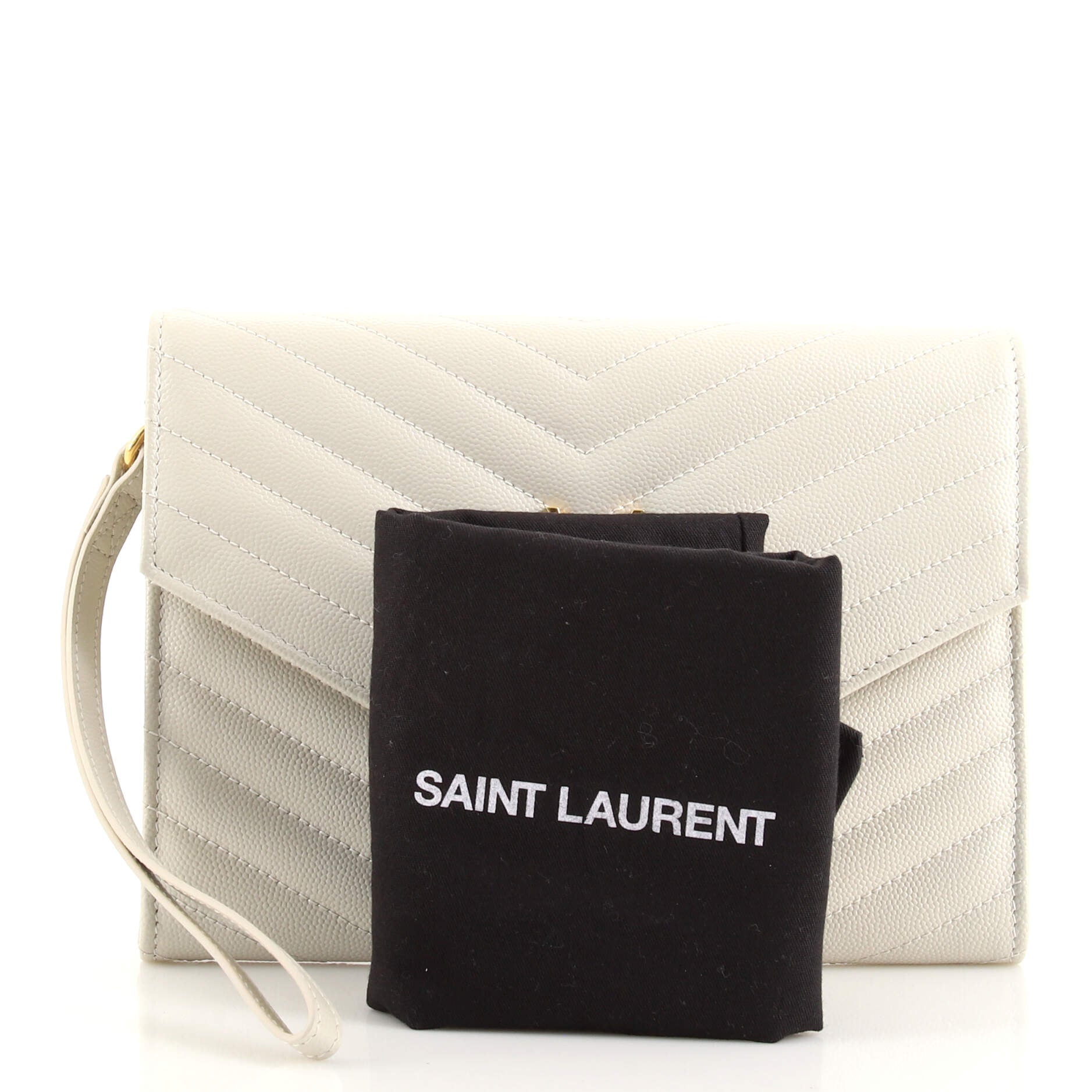 Classic Monogram Envelope Wristlet Clutch Matelasse Chevron Leather
