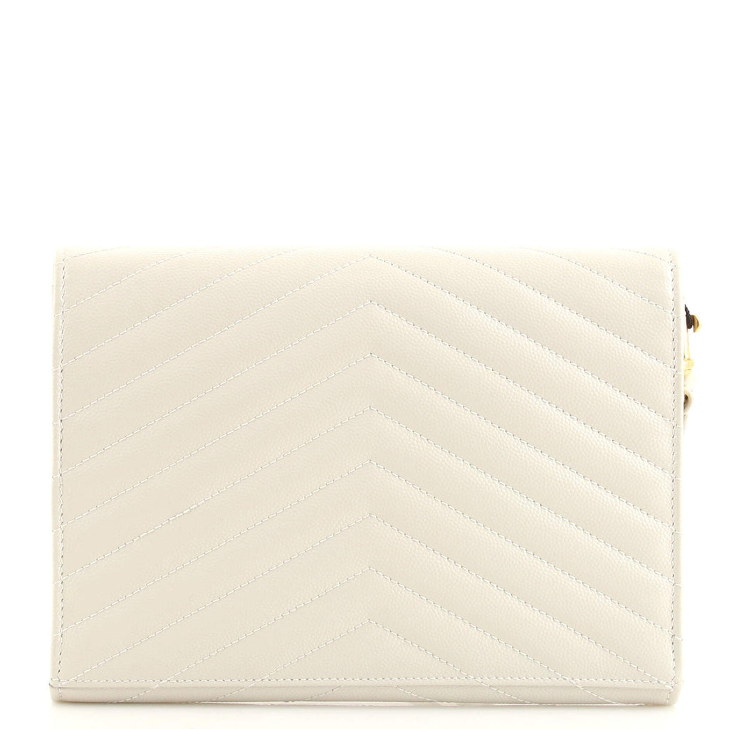 Classic Monogram Envelope Wristlet Clutch Matelasse Chevron Leather