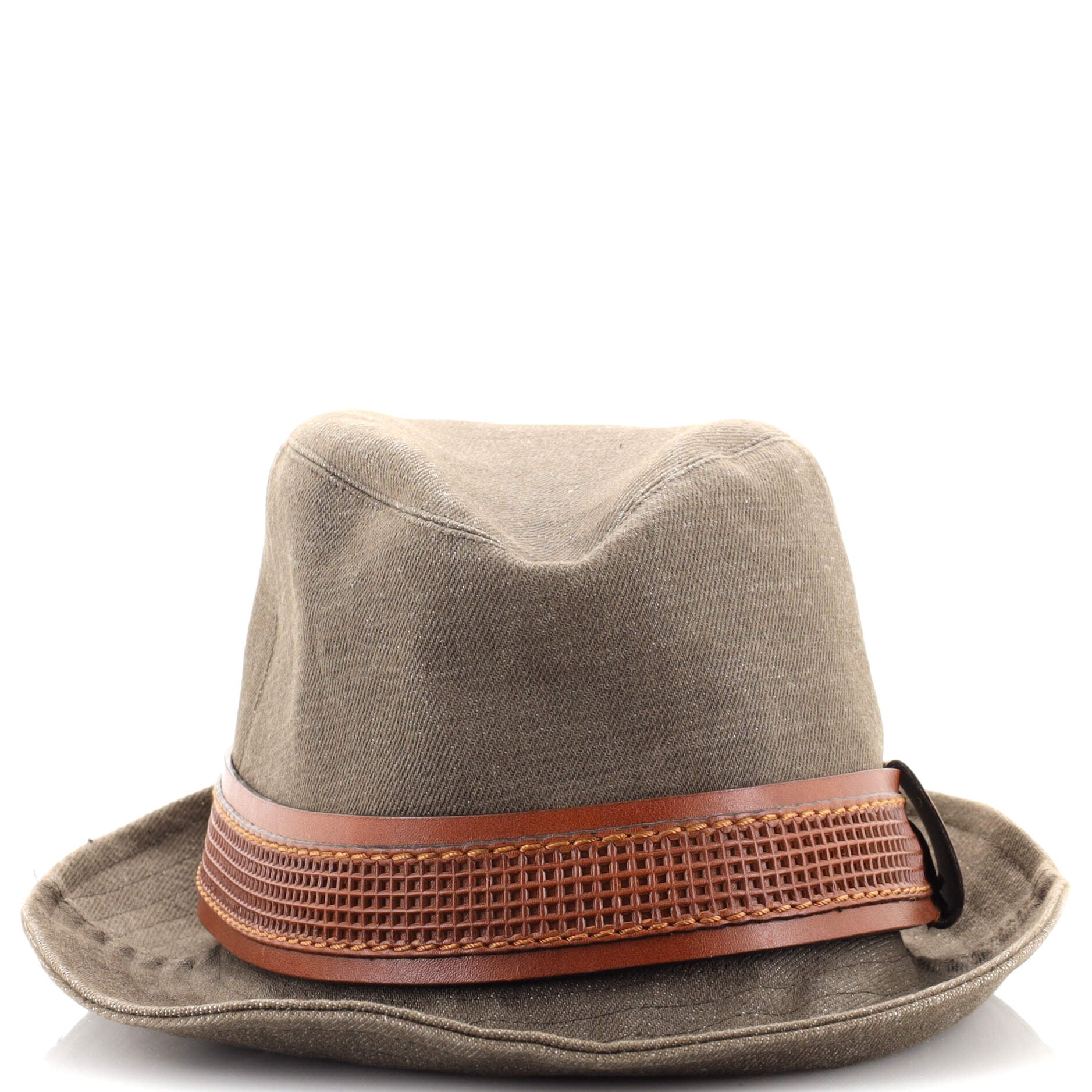 Fedora Hat Cotton and Leather Large