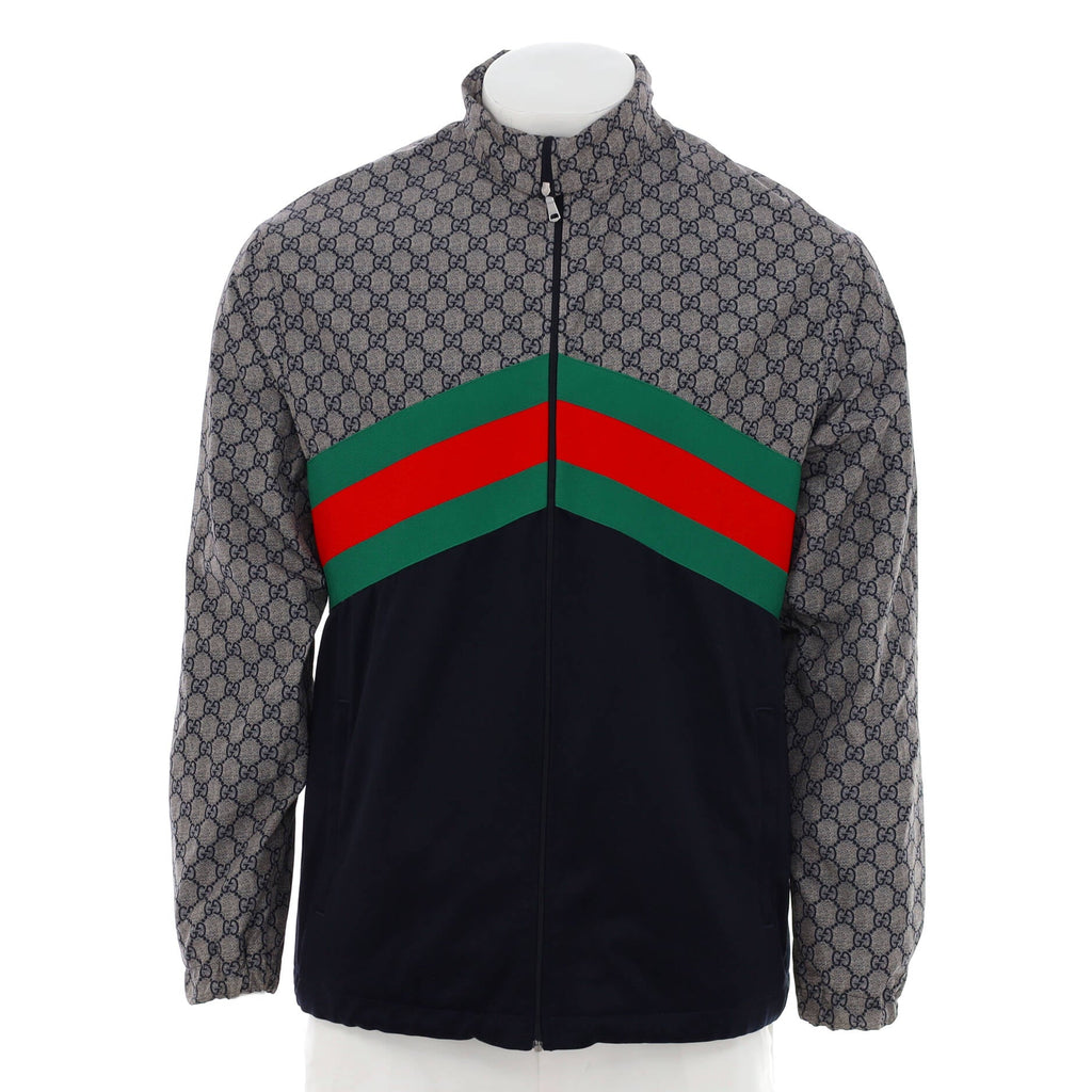 Men's Giacca Windbreaker Jacket GG Polyester and Cotton Blend