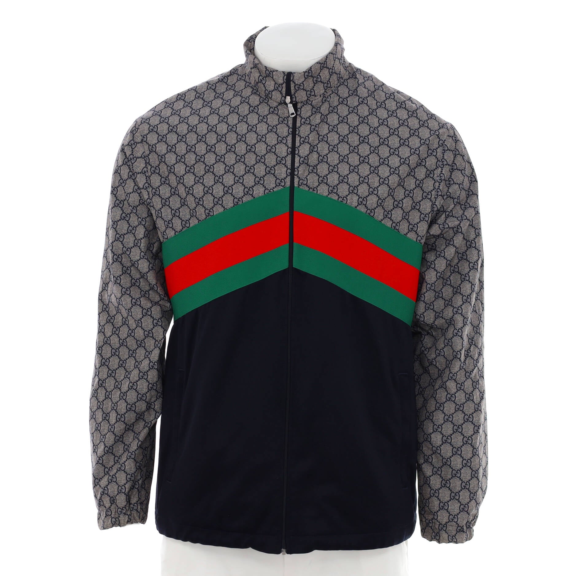 Men's Giacca Windbreaker Jacket GG Polyester and Cotton Blend