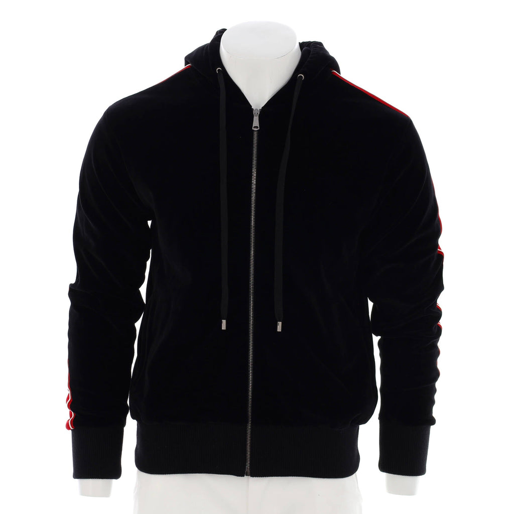Men's Zip Up Hoodie Embroidered Velvet