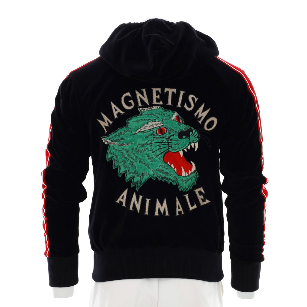 Men's Zip Up Hoodie Embroidered Velvet