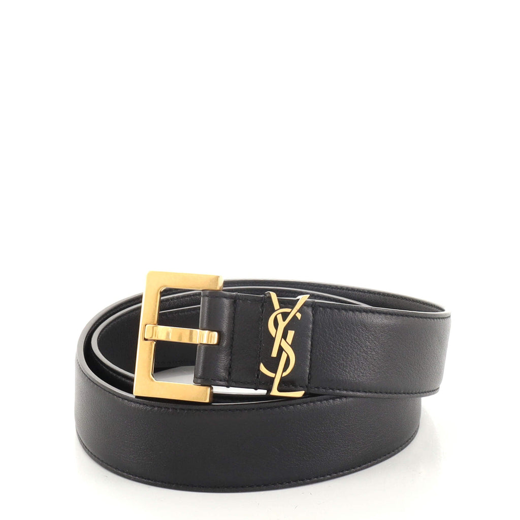 Classic Monogram Square Buckle Belt Leather Thin 90