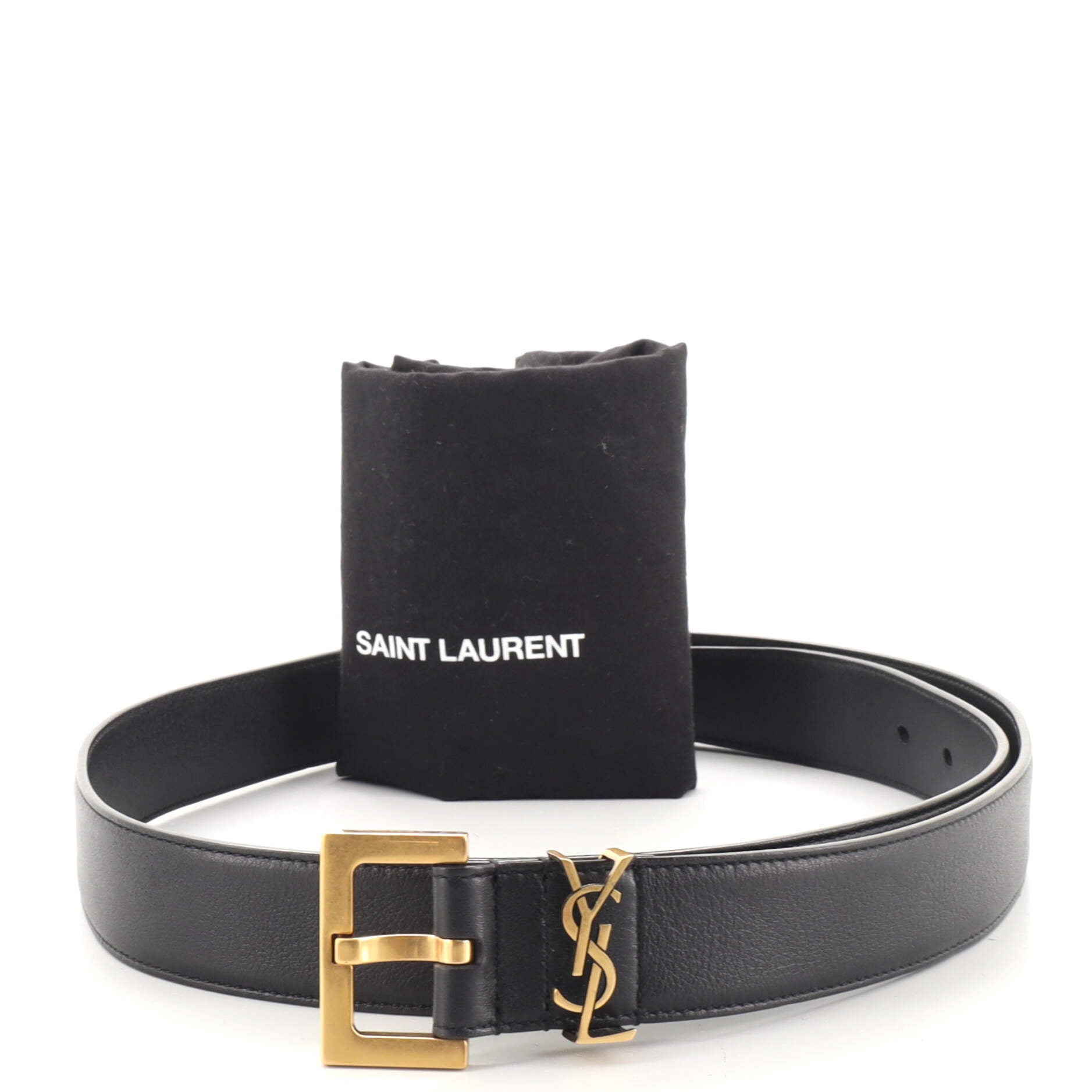 Classic Monogram Square Buckle Belt Leather Thin 90