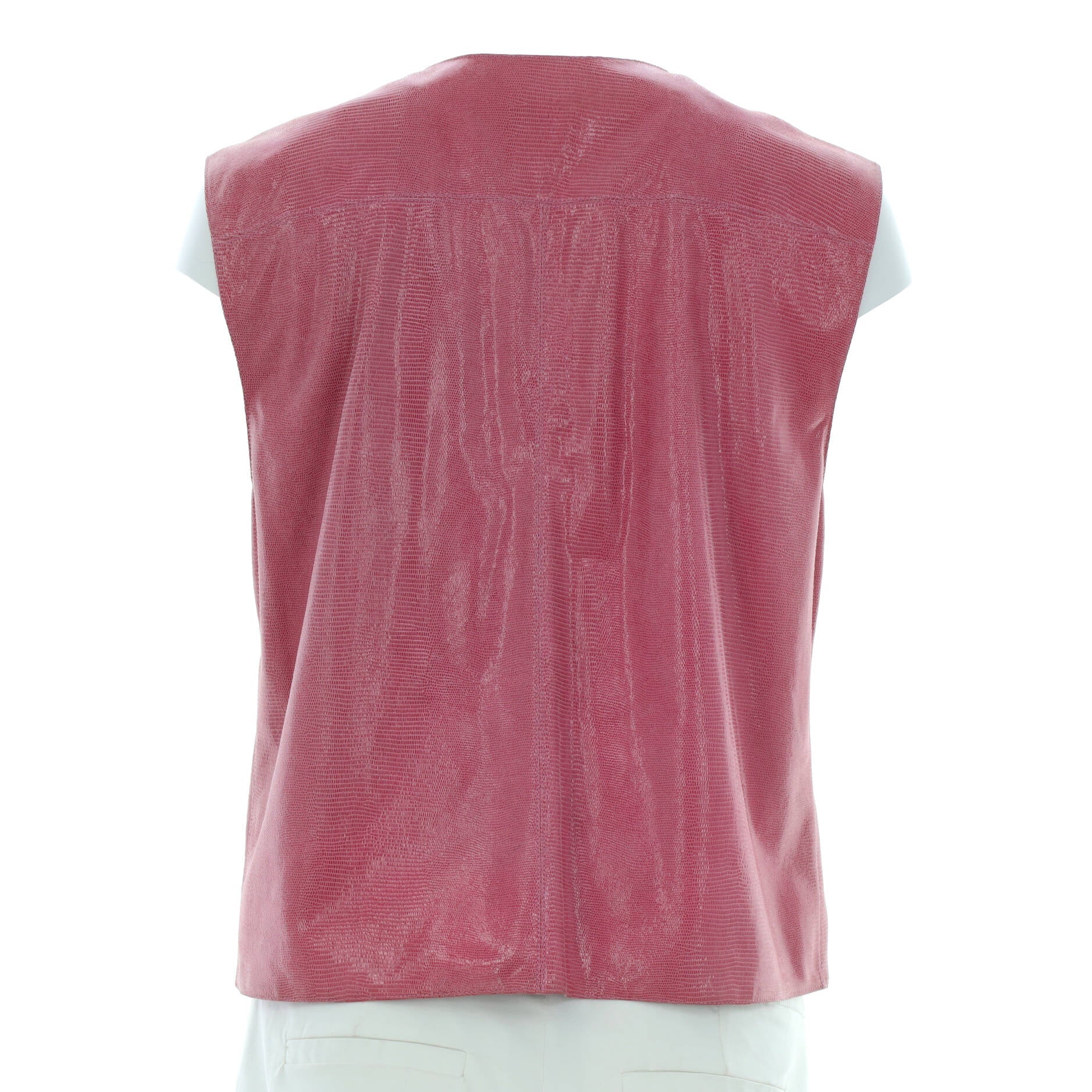 Women's Vintage Pointed Collar Zip Up Vest Goatskin
