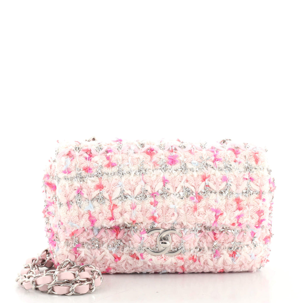 Classic Single Flap Bag Quilted Tweed and Ribbon Mini