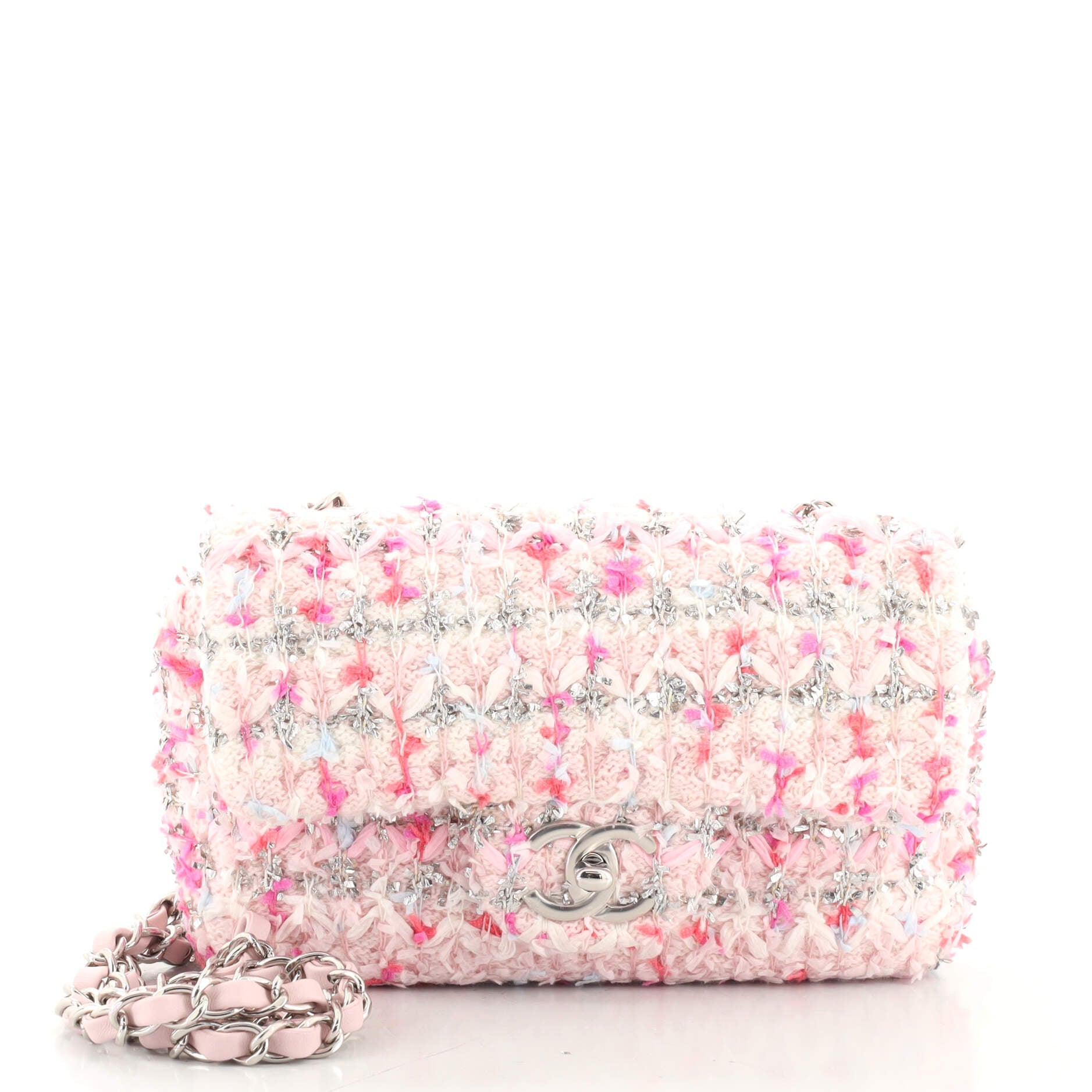 Classic Single Flap Bag Quilted Tweed and Ribbon Mini