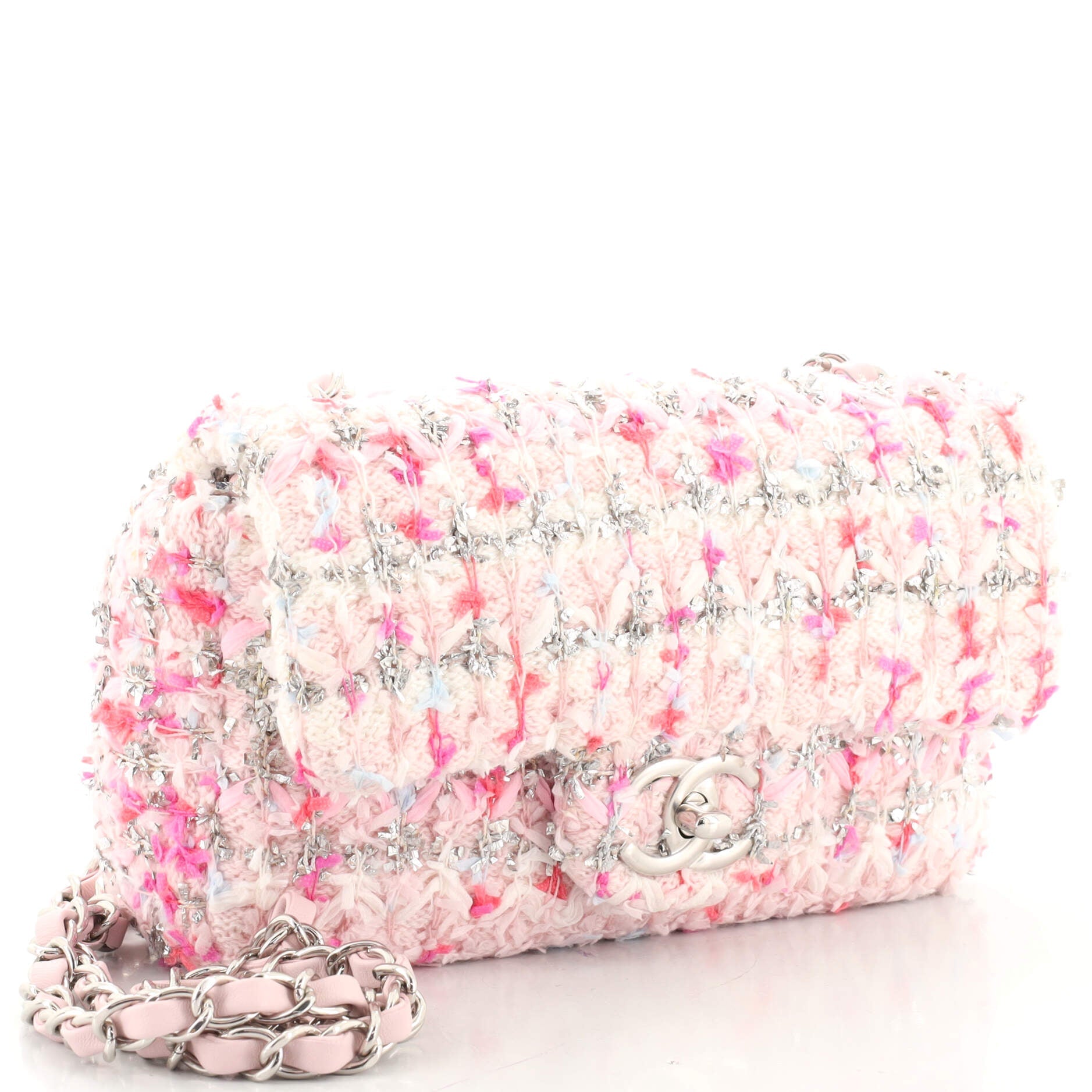 Classic Single Flap Bag Quilted Tweed and Ribbon Mini