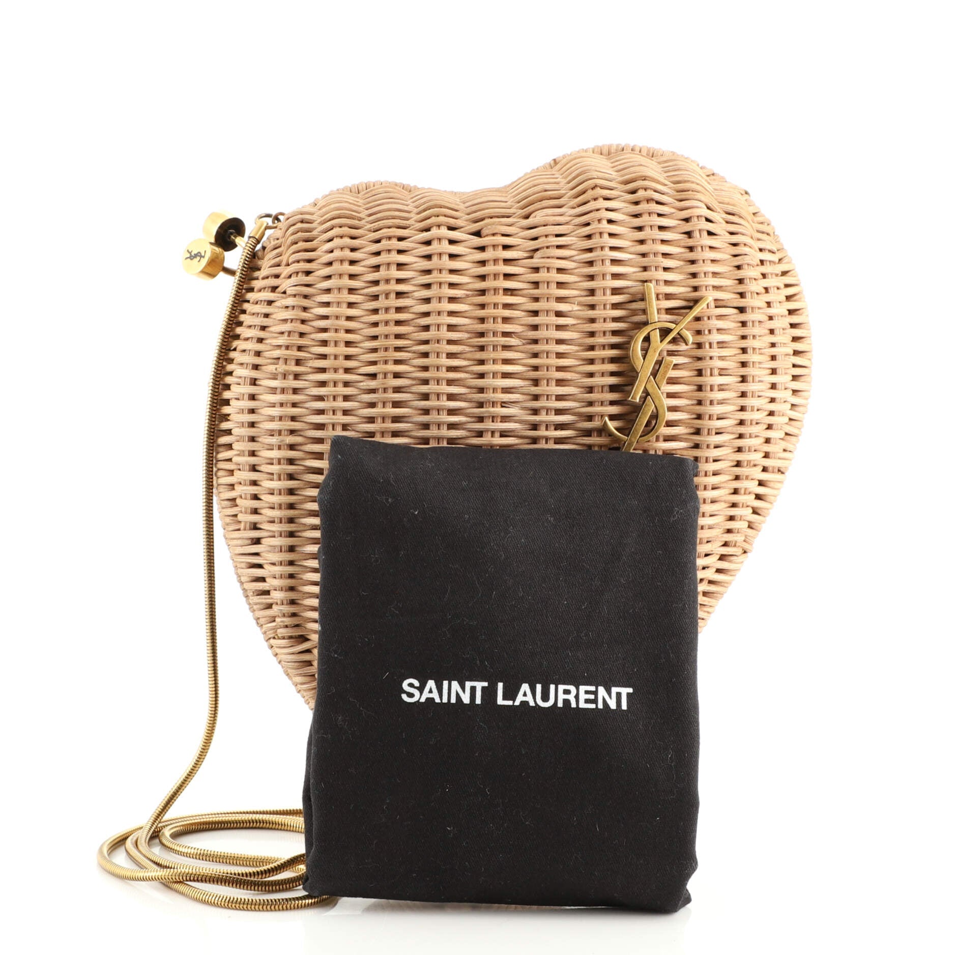 Love Heart Chain Box Clutch Raffia