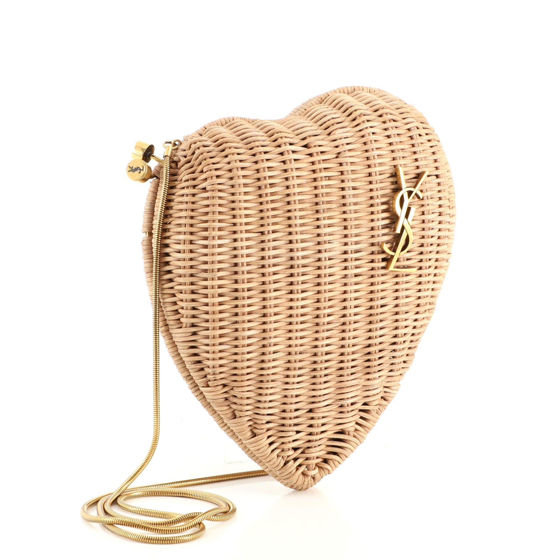Love Heart Chain Box Clutch Raffia