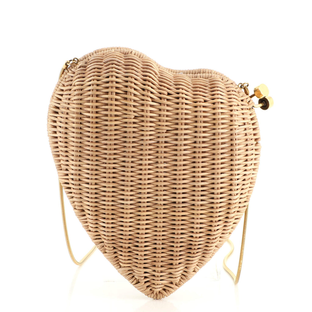 Love Heart Chain Box Clutch Raffia