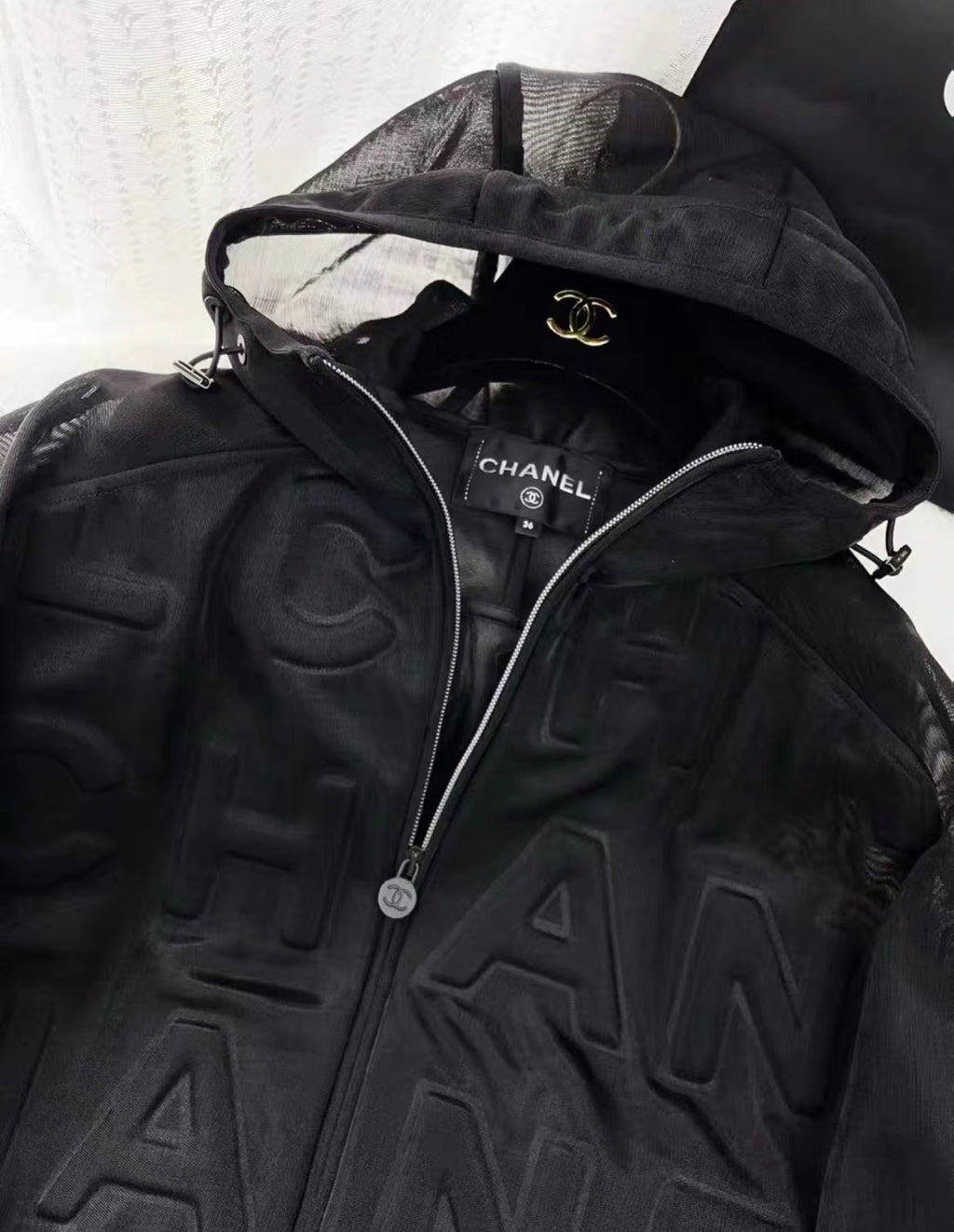Chanel 19P black embossed Cc letters jacket size 36
