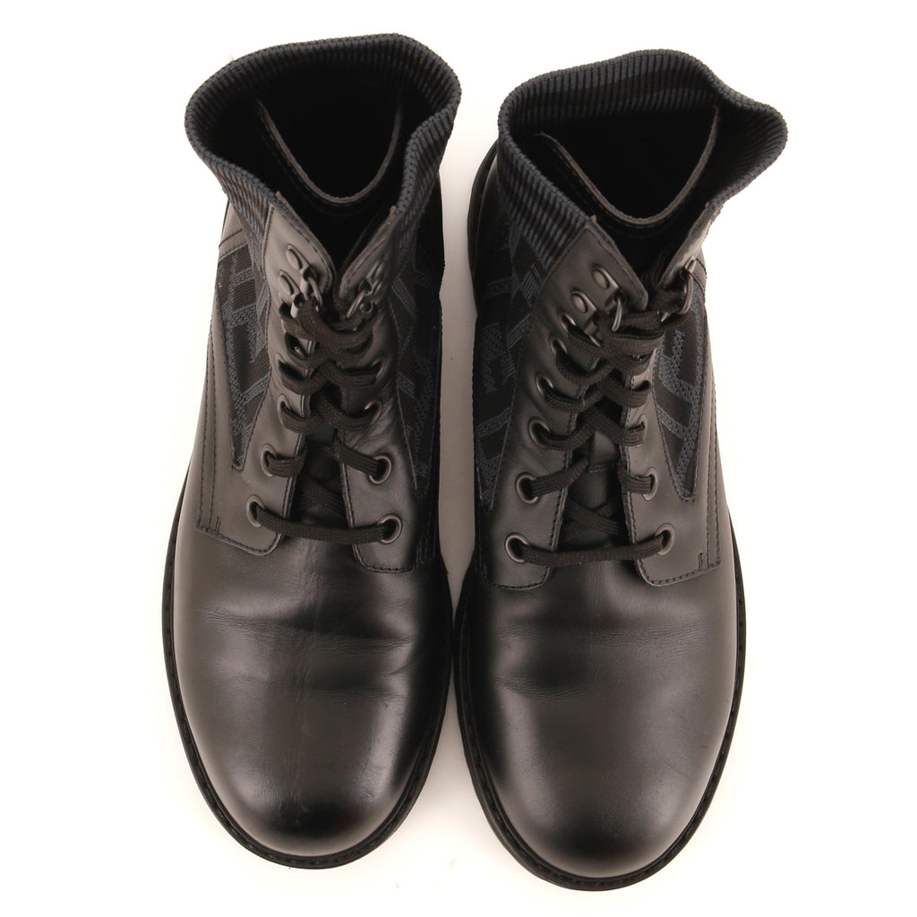 Men's Lace Up Ankle Boots Leather and Zucca Fabric