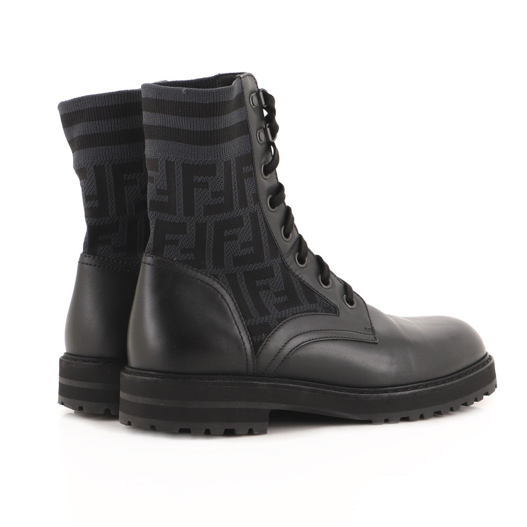 Men's Lace Up Ankle Boots Leather and Zucca Fabric
