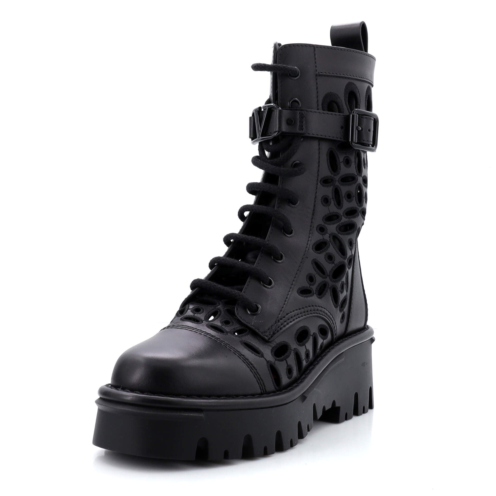 Women's Atelier San Gallo 08 Lug Sole Combat Boots Laser Cut Leather