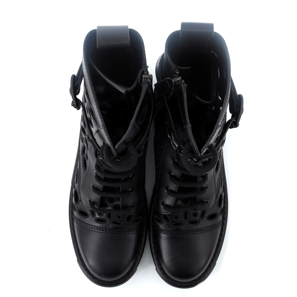 Women's Atelier San Gallo 08 Lug Sole Combat Boots Laser Cut Leather