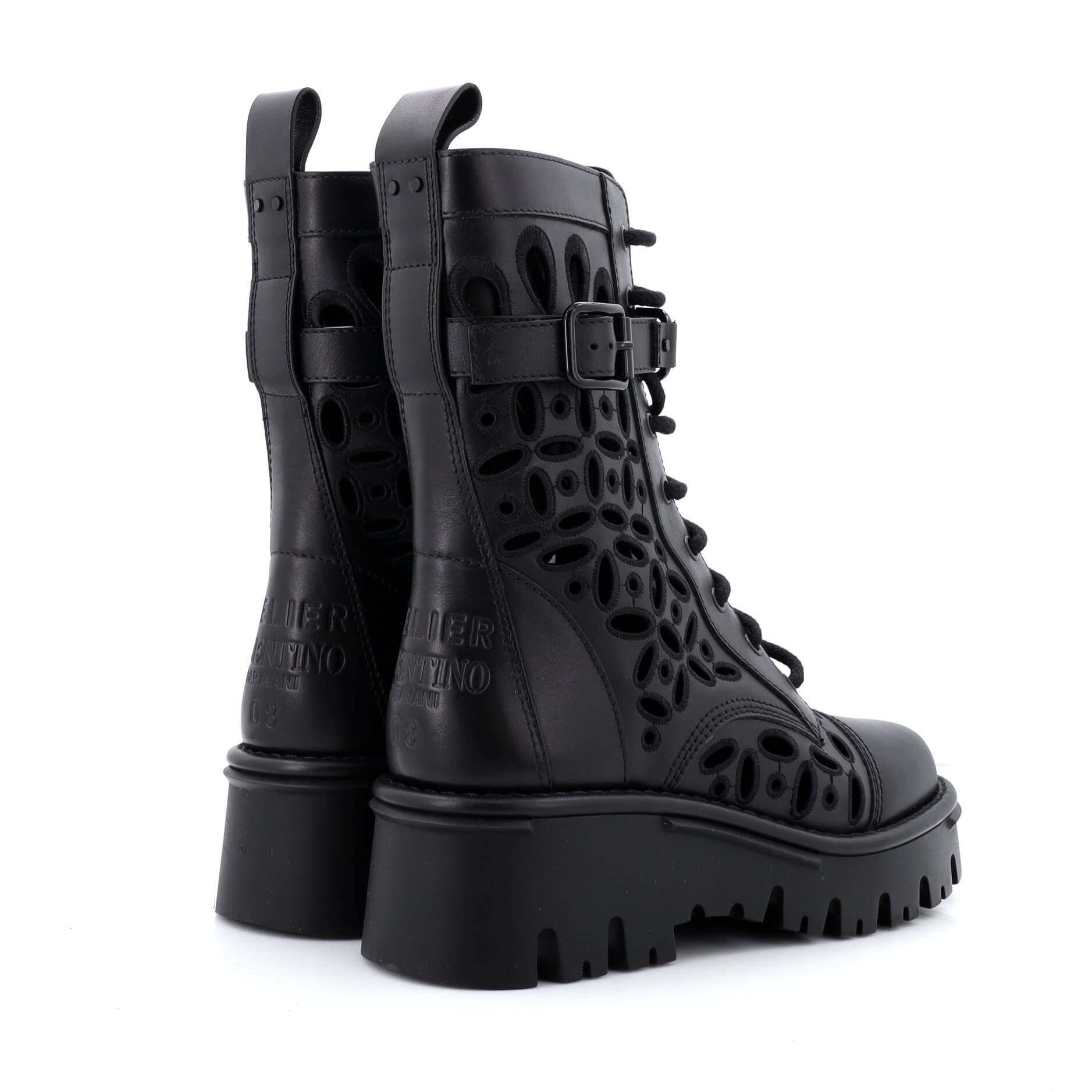 Women's Atelier San Gallo 08 Lug Sole Combat Boots Laser Cut Leather