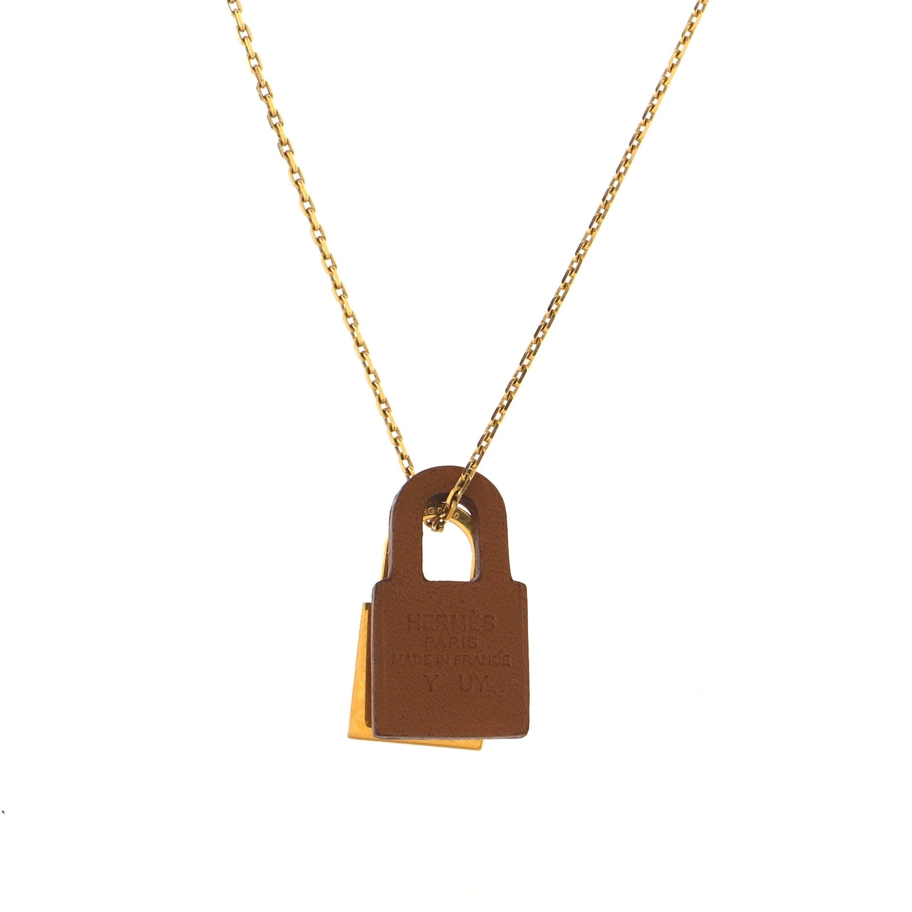 O'Kelly Pendant Necklace Metal and Leather Small