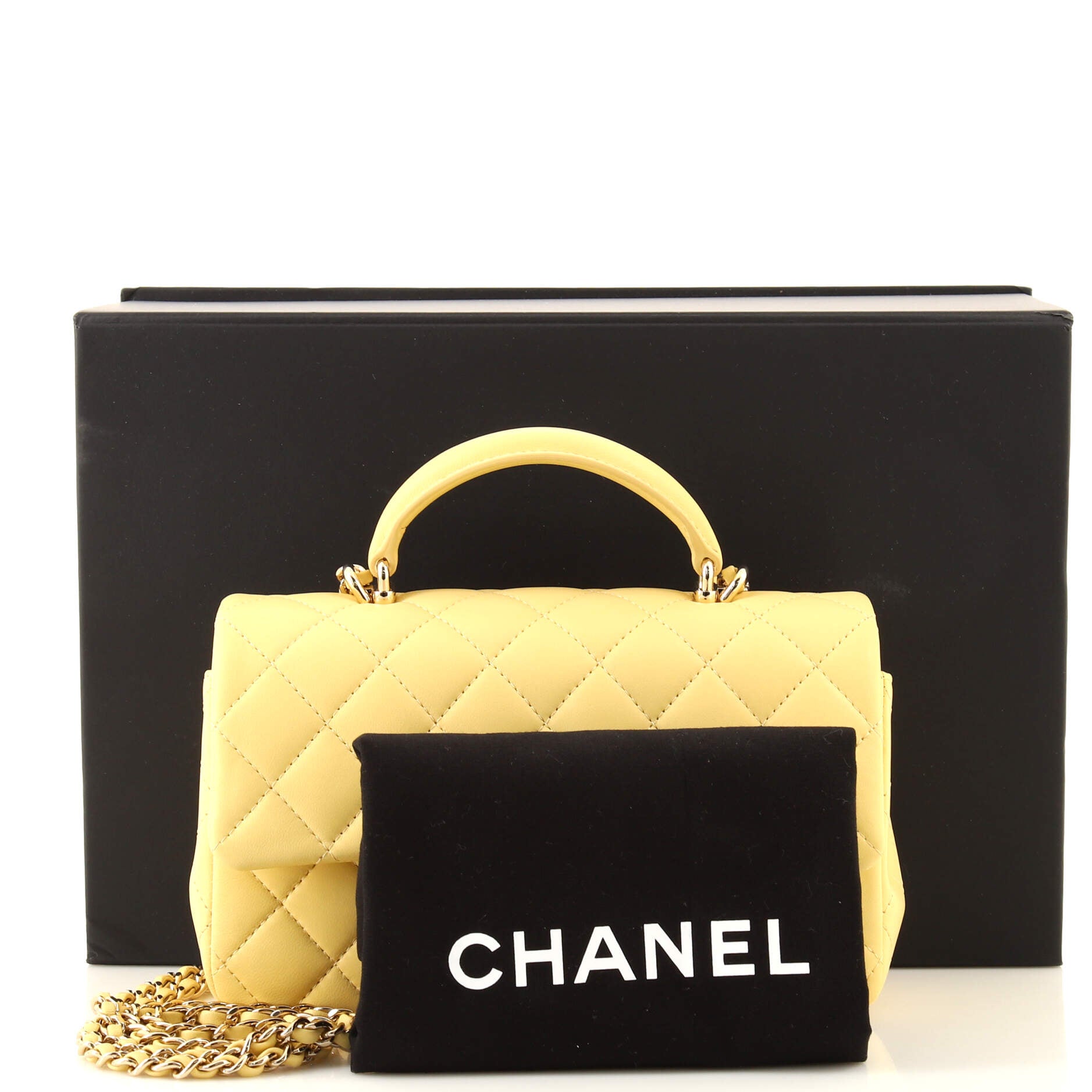 Classic Single Flap Top Handle Bag Quilted Lambskin Mini