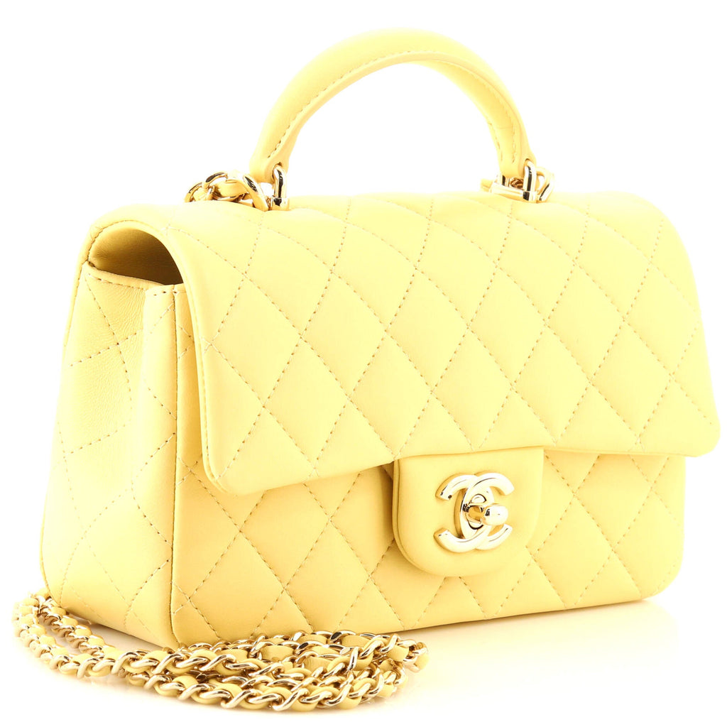 Classic Single Flap Top Handle Bag Quilted Lambskin Mini