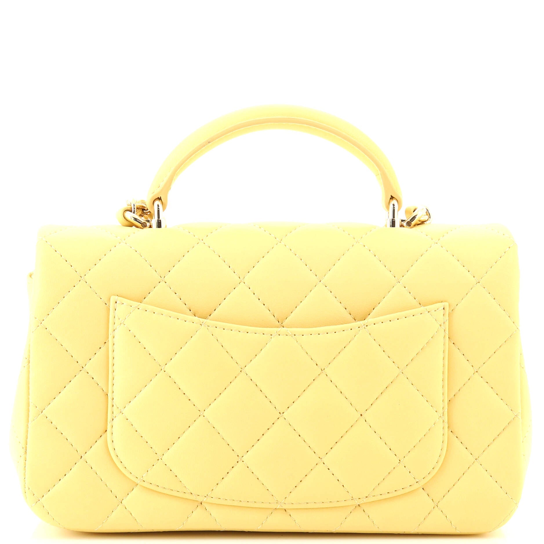 Classic Single Flap Top Handle Bag Quilted Lambskin Mini