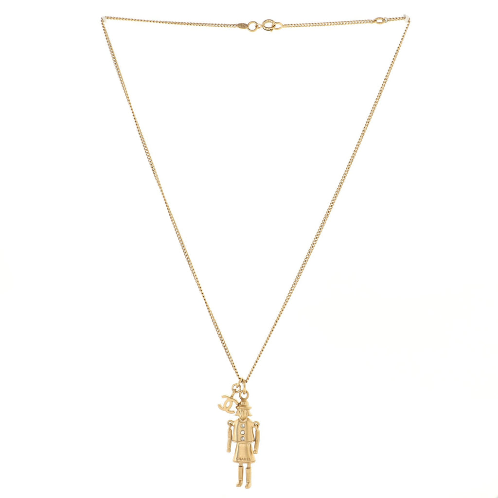 Coco Mademoiselle Figurine Pendant Necklace Metal with Crystals