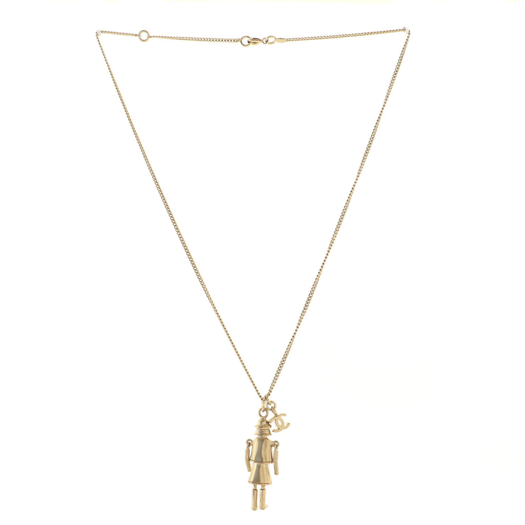 Coco Mademoiselle Figurine Pendant Necklace Metal with Crystals