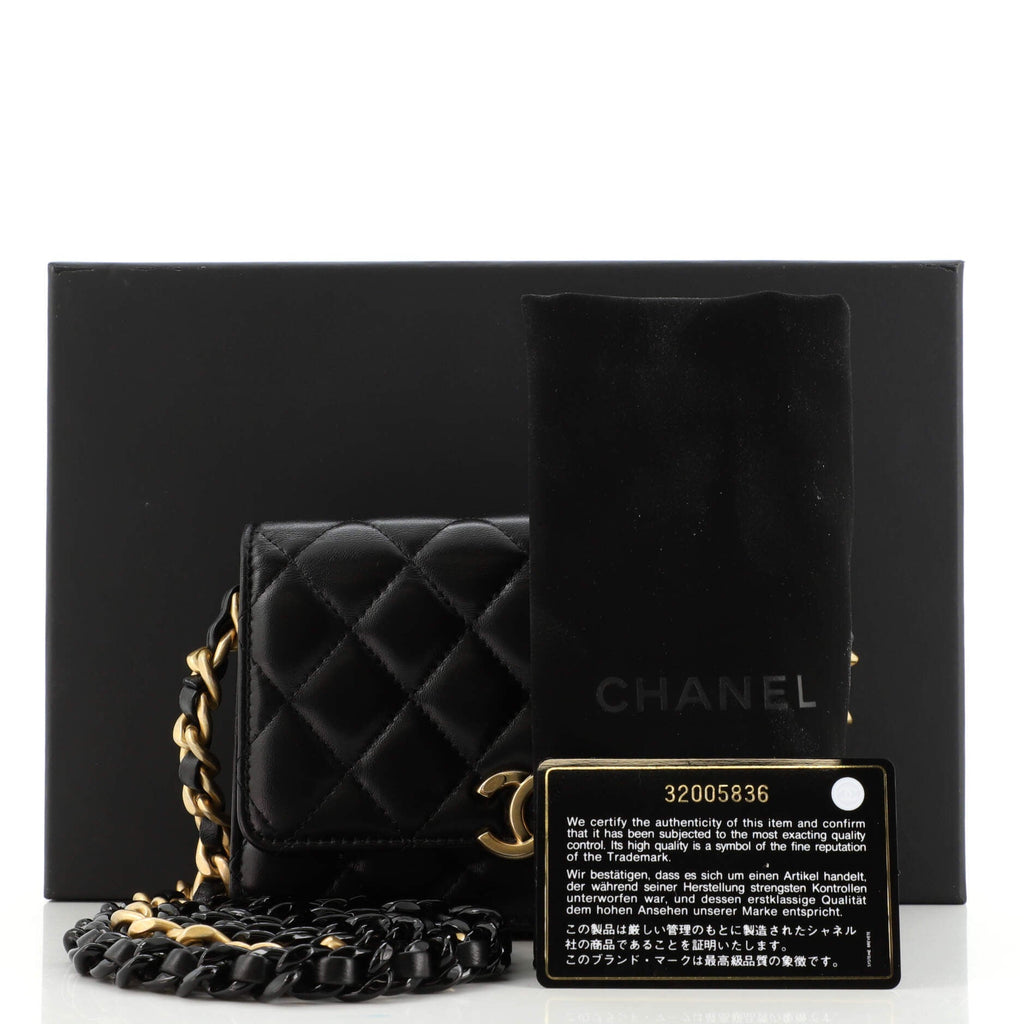Candy Chain CC Clutch with Chain Quilted Lambskin