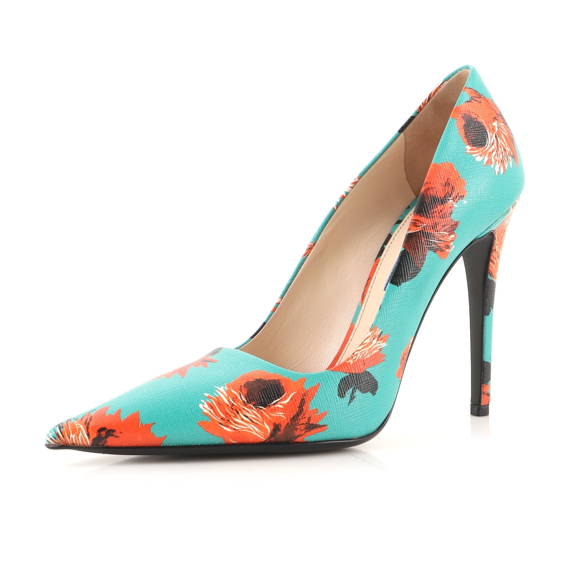 Women's Pointed Toe Pumps Printed Saffiano Leather